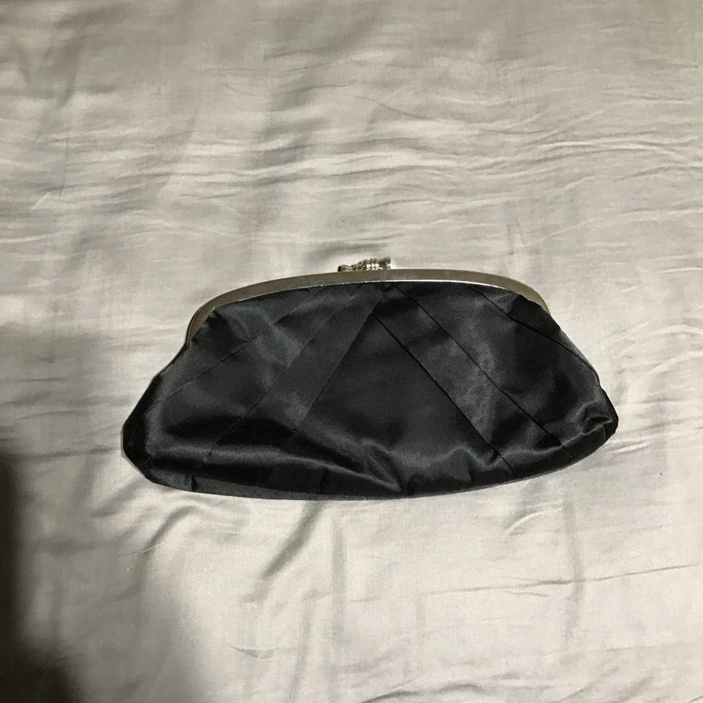 Soft satin black clutch
